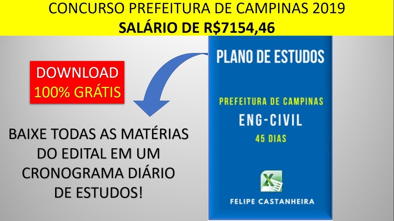 Concurso Prefeitura de Campinas 2019 – ENG CIVIL – Edital